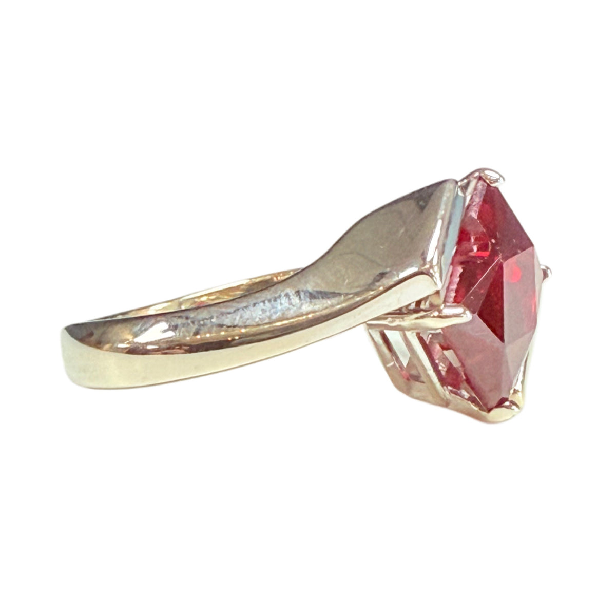 14k Two Tone Gold & Garnet Ring