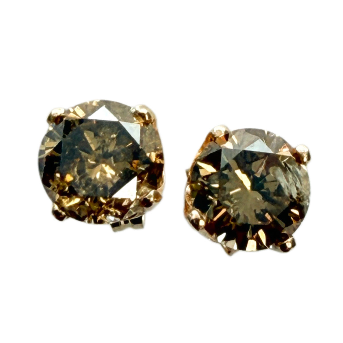 14k Champagne Diamond Stud Earrings