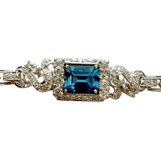 Platinum London Blue Topaz & Diamond Bracelet