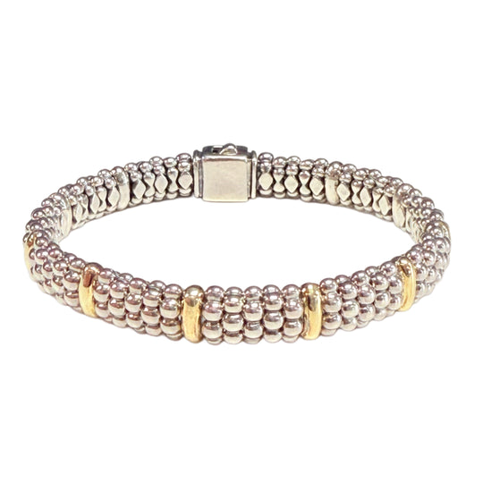 Lagos Silver & 18k Signature Caviar Rope Bracelet