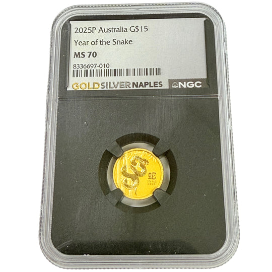 2025 P Australia 1/10 oz Year of the Snake NGC MS70
