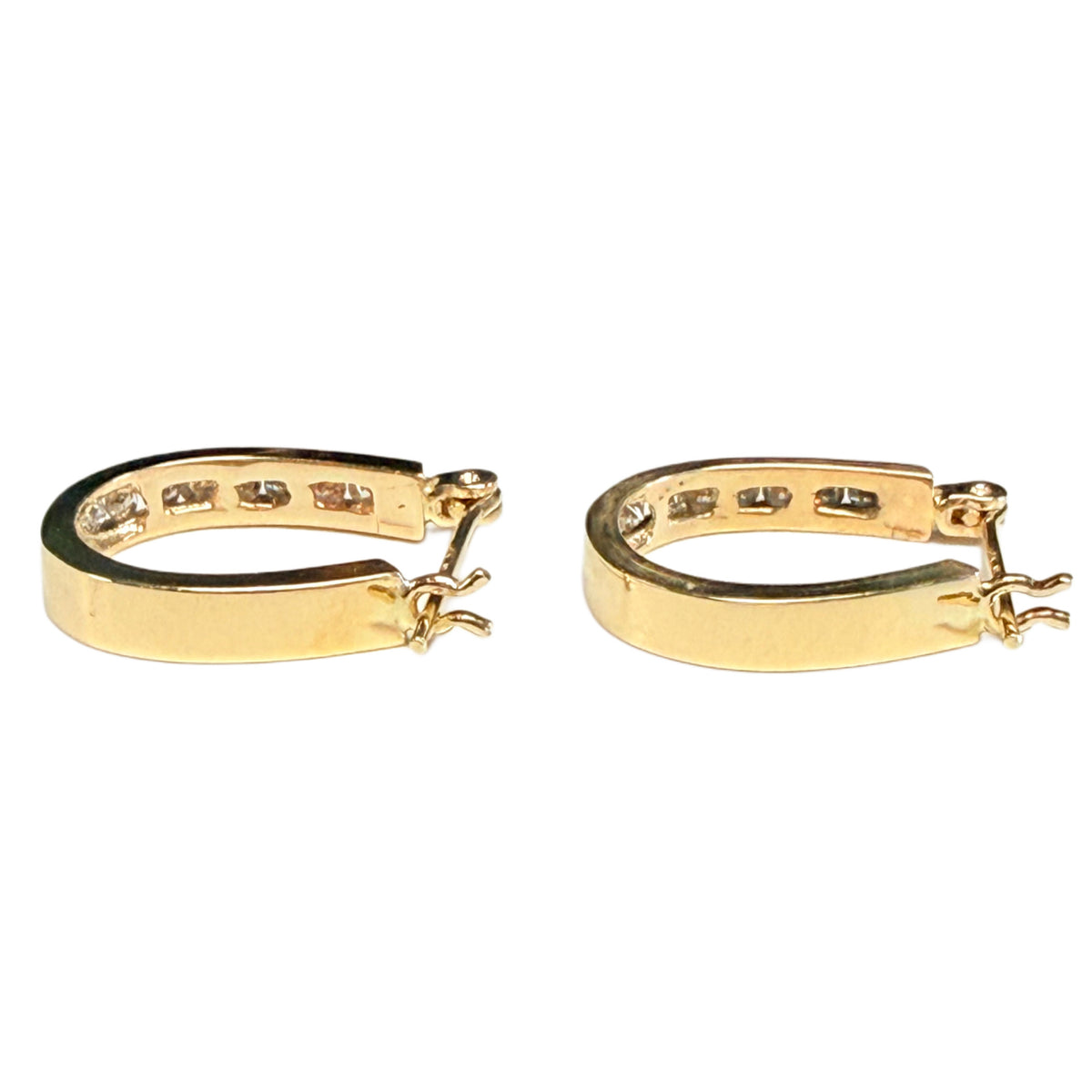 14k Yellow Gold Diamond Hoop Earrings