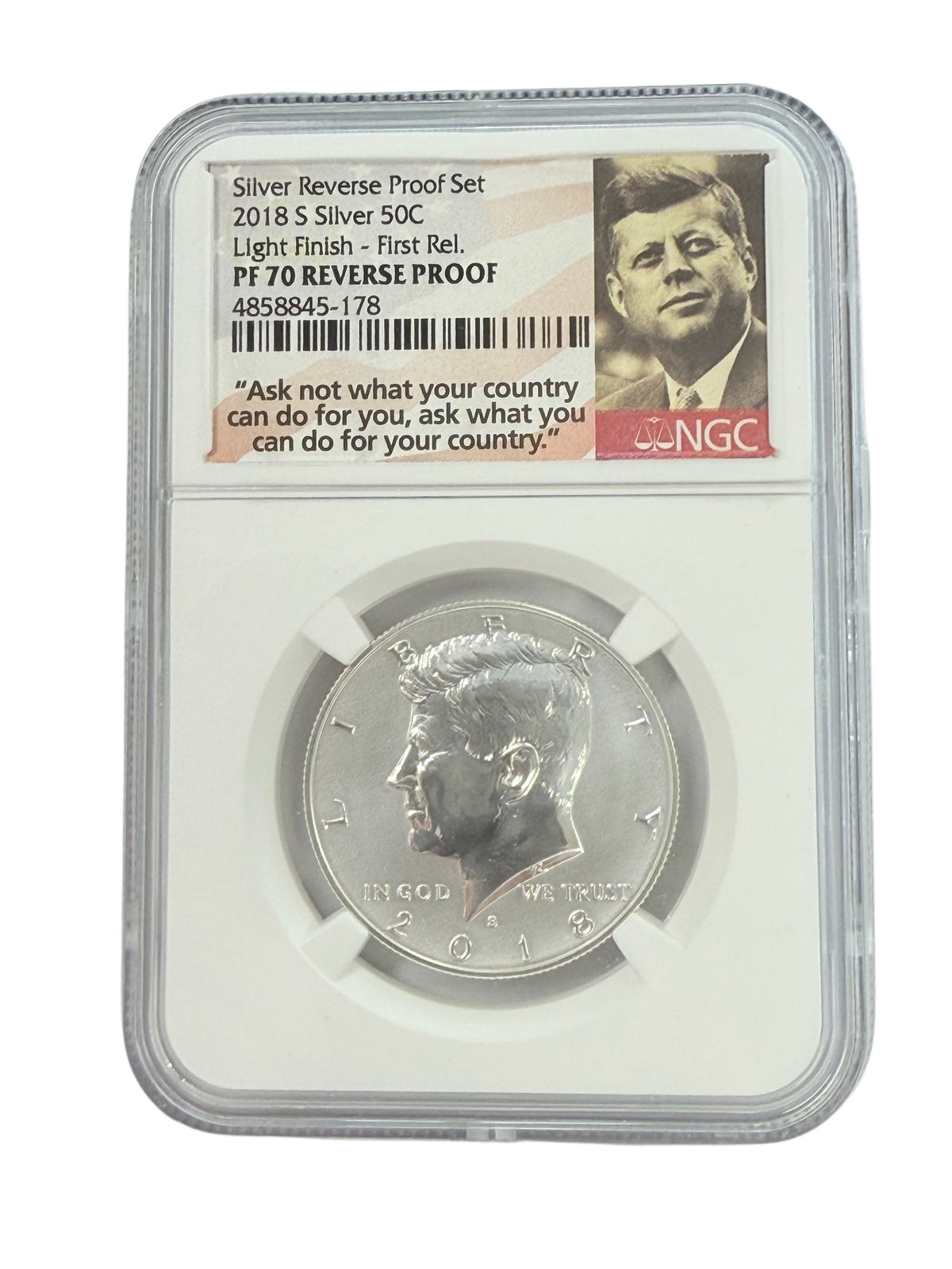 2018-S Kennedy Half Dollar NGC Light Finish PF70 Reverse Proof