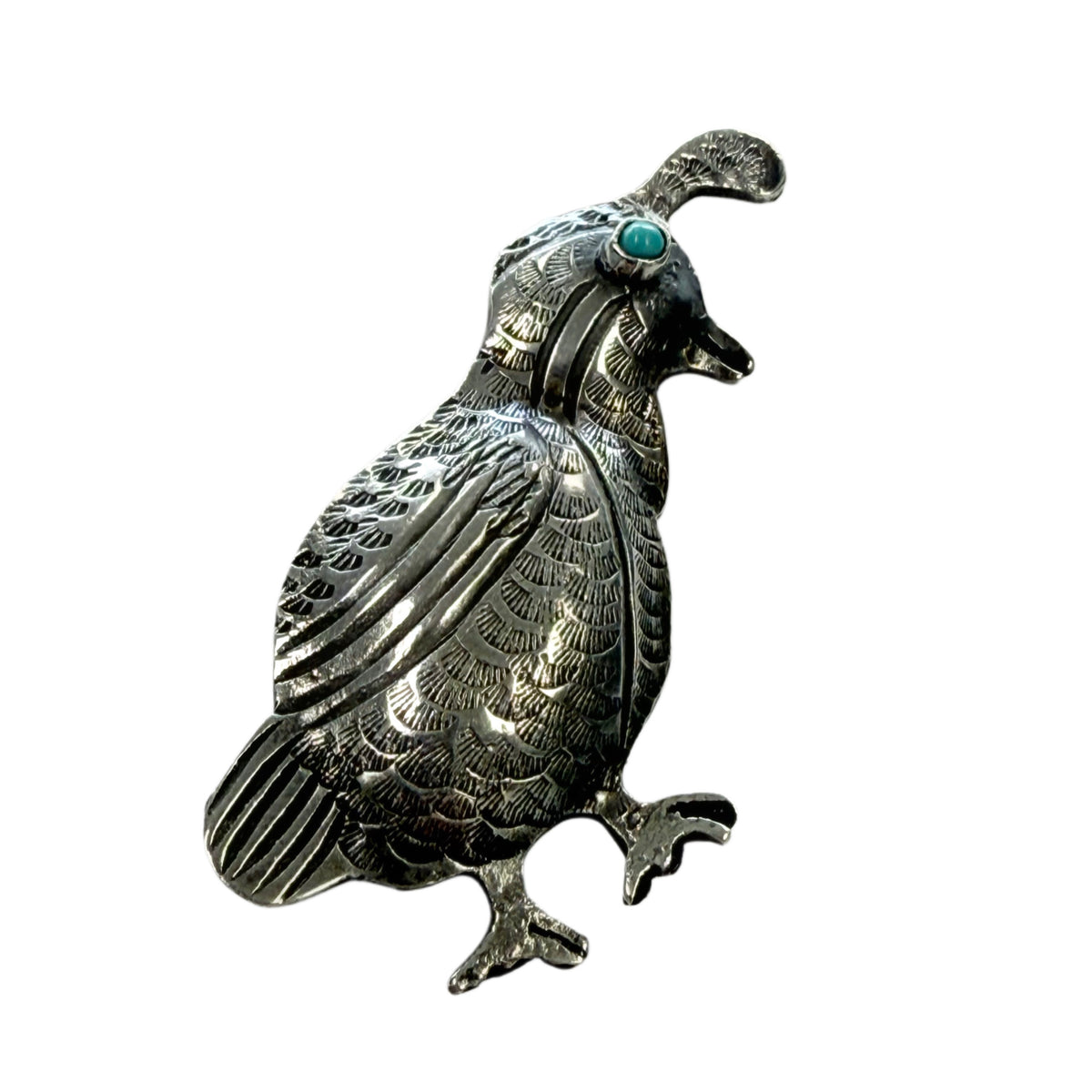 Silver & Turquoise Bird Pin