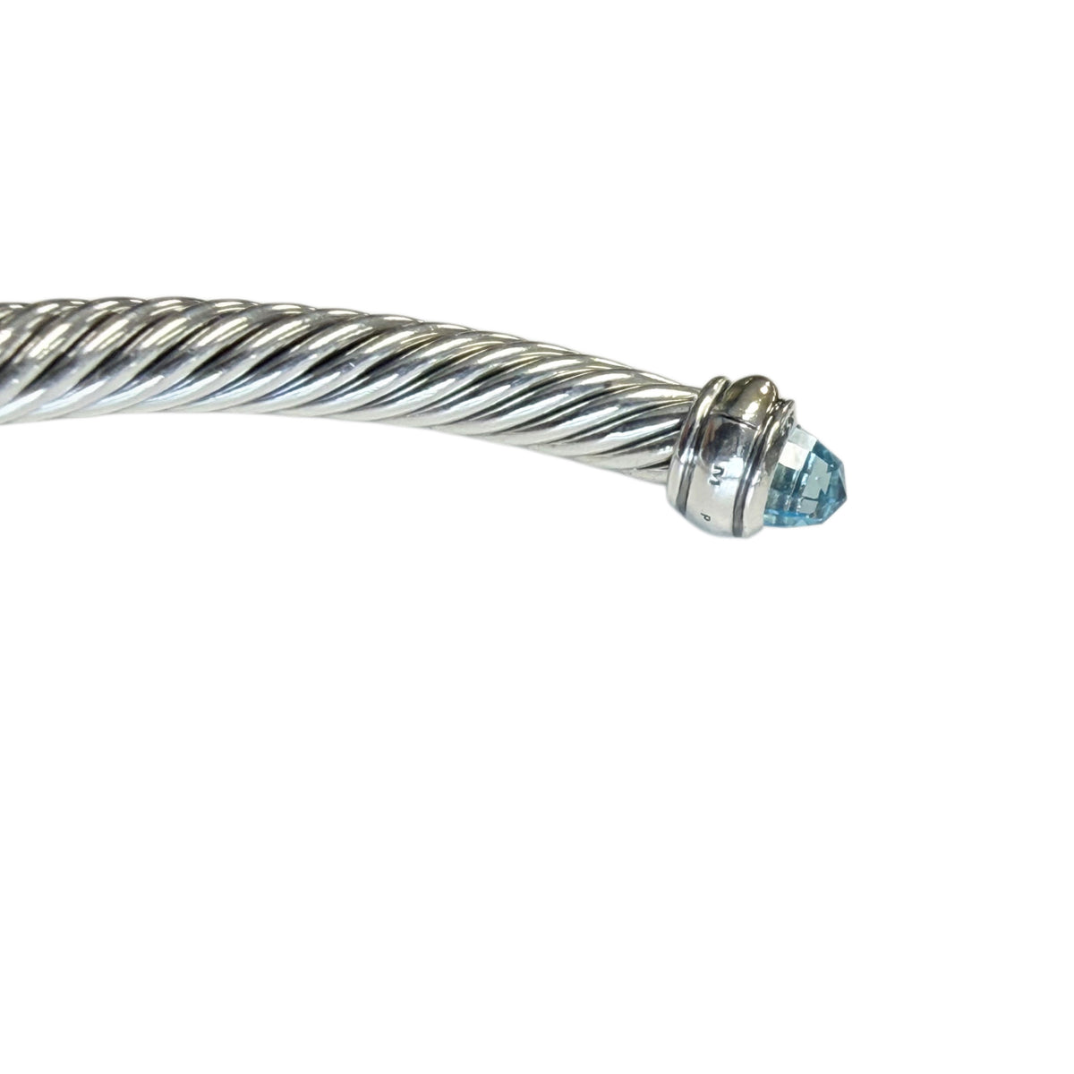 David Yurman Silver & 18k Gold Classic Cable Bracelet with Blue Topaz