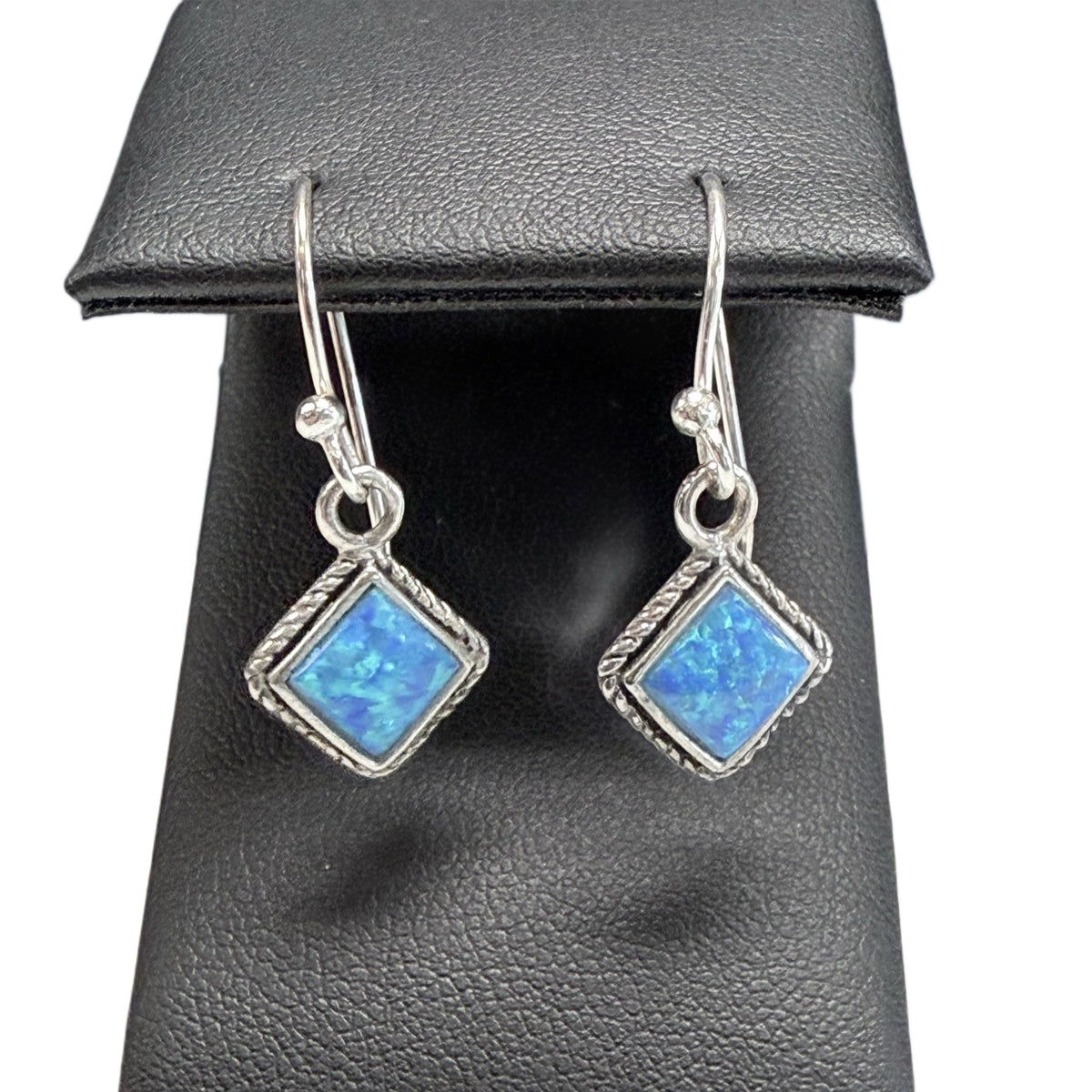 Silver & Crushed Opal Dangle Earrings