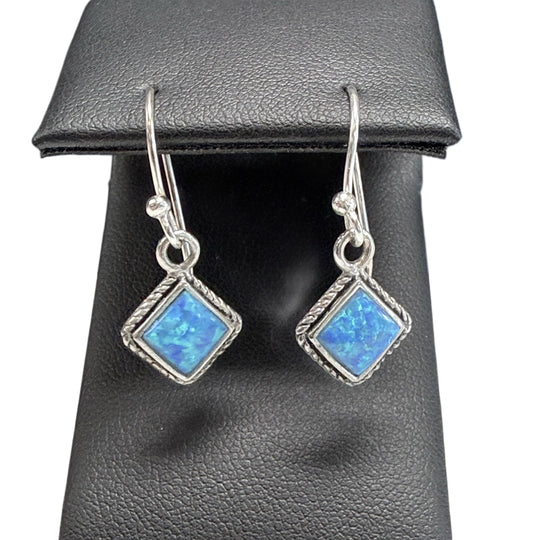 Silver & Crushed Opal Dangle Earrings