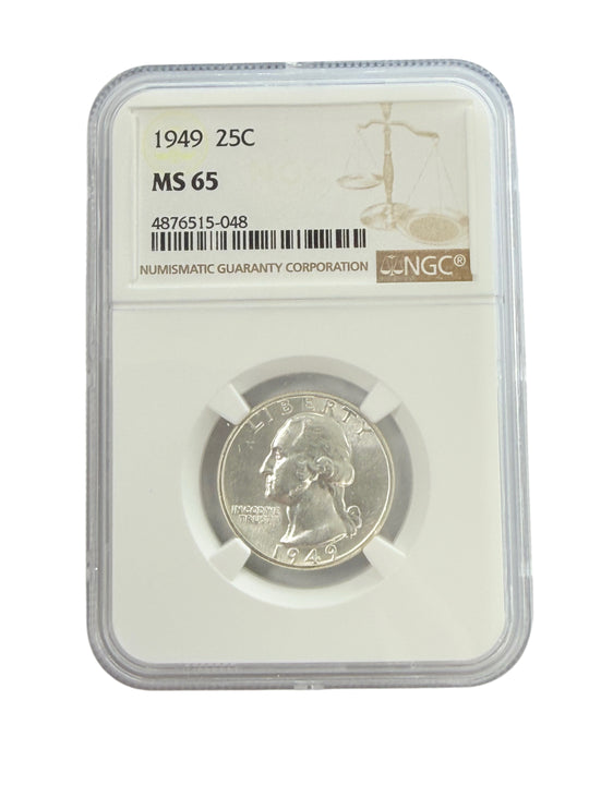 1949 Washington Quarter NGC MS65