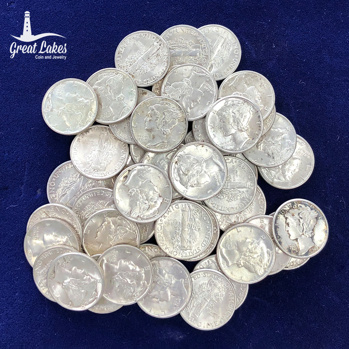 $5 FV 90% Silver Mercury Head Dimes (AU)