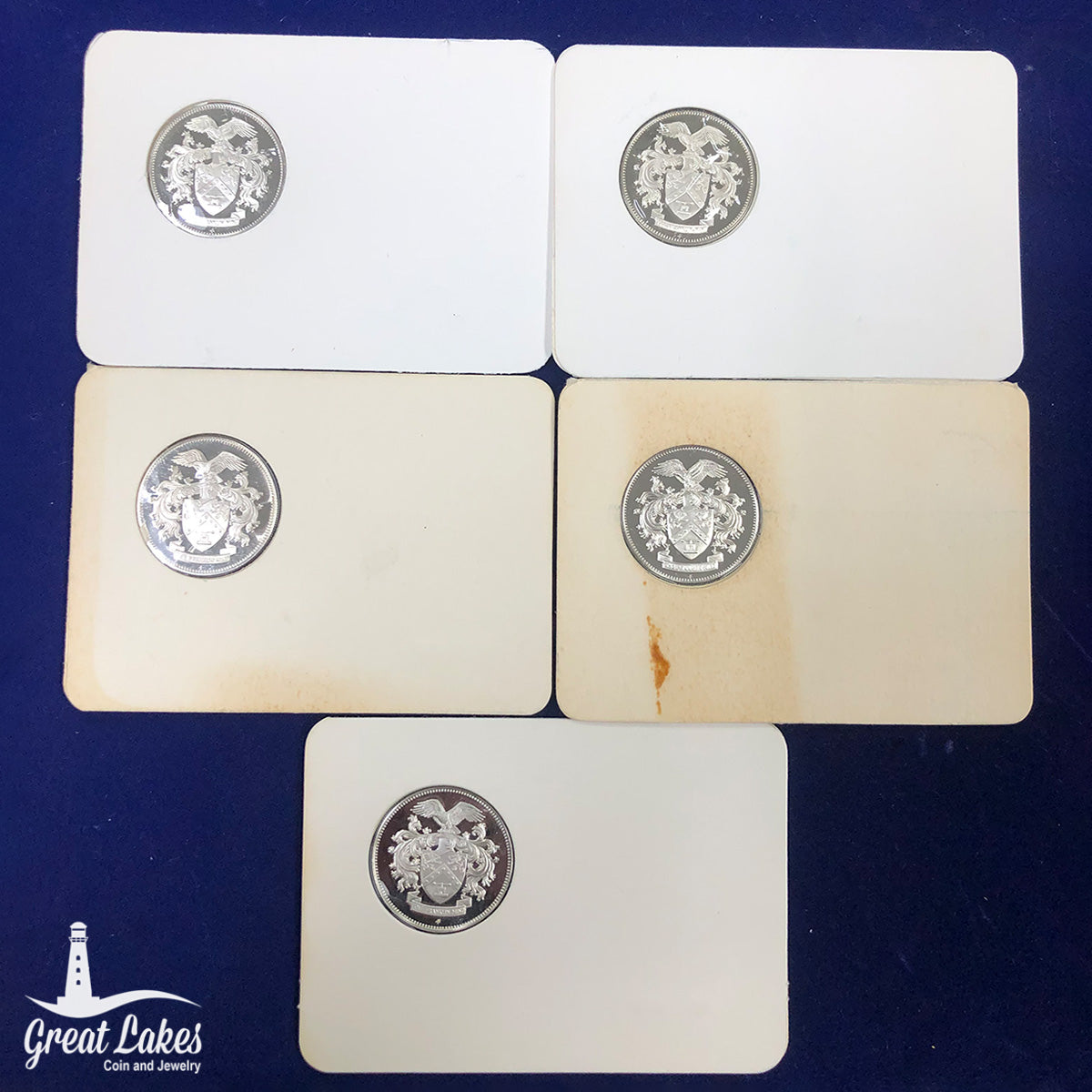 Lot of 5 Sterling Silver Franklin Mint Collectors Society Coins (1973