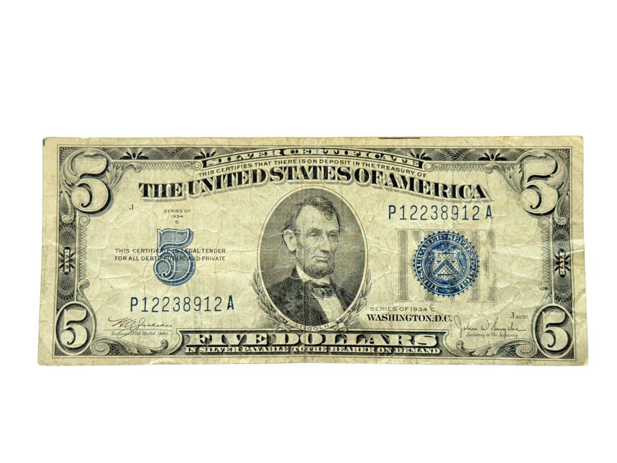 1934-C $5 Silver Certificate (VG)