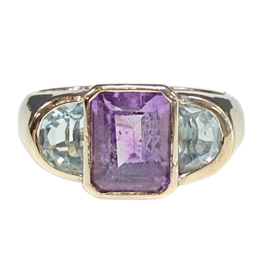 14k Gold Amethyst & Aquamarine Ring