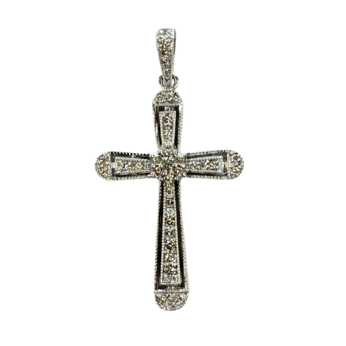 14k White Gold & Diamond Cross Pendant