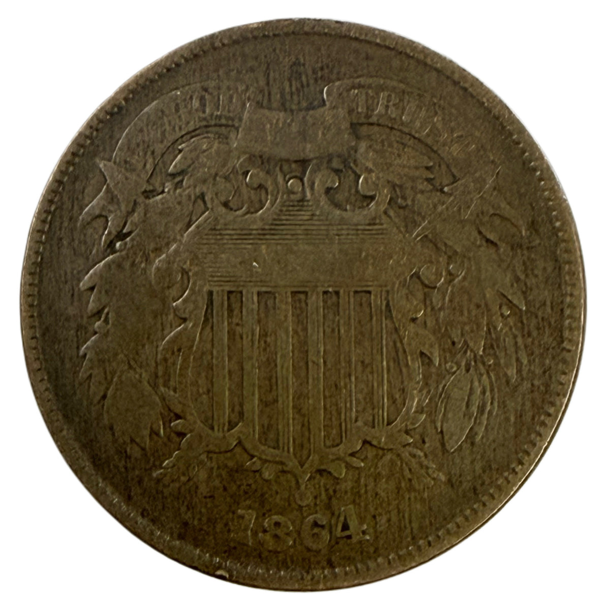 1864 Large Motto Two Cent Piece (VG)