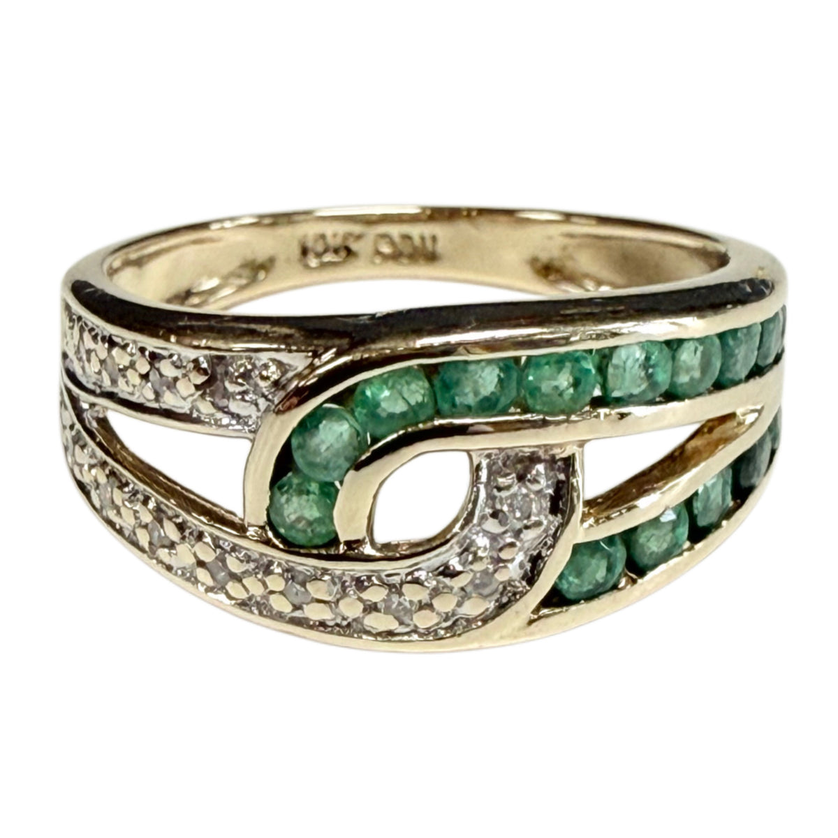 10k Yellow Gold Emerald and Diamond Ring