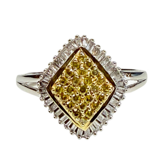 10k White Gold & Yellow Diamond Ring