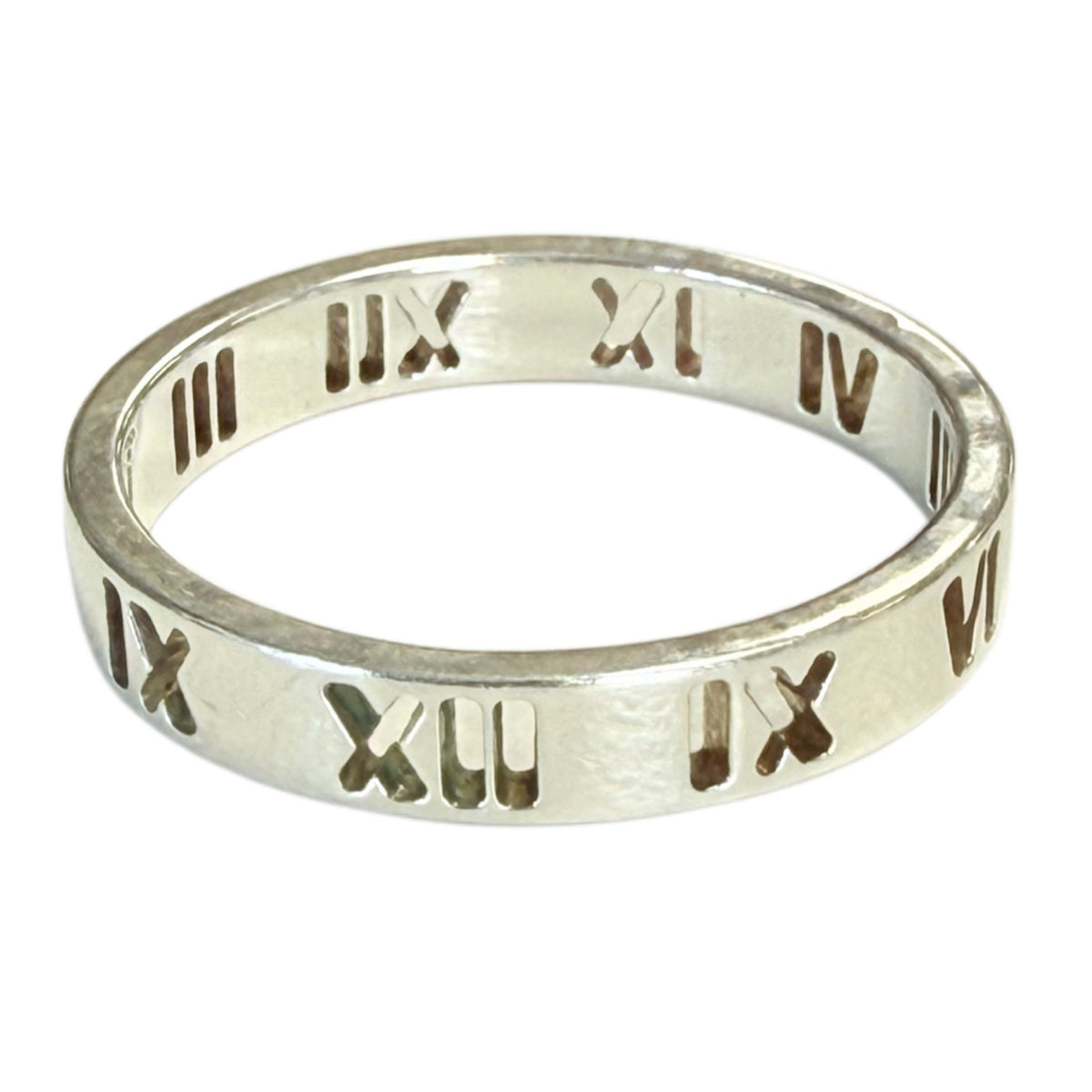 Tiffany & Co Atlas Open Roman Numeral Silver Ring