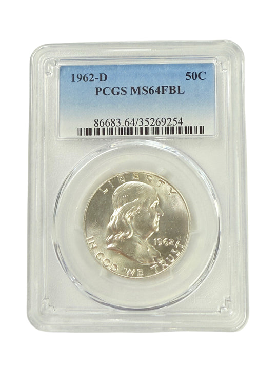 1962-D Franklin Half Dollar PCGS MS64 FBL