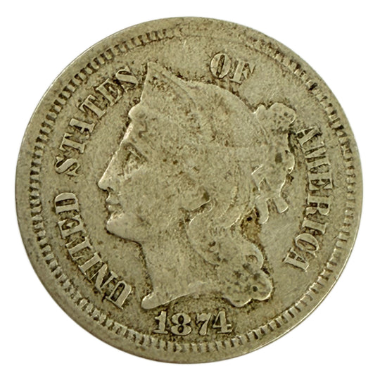 1874 Three Cent Nickel (Fine)