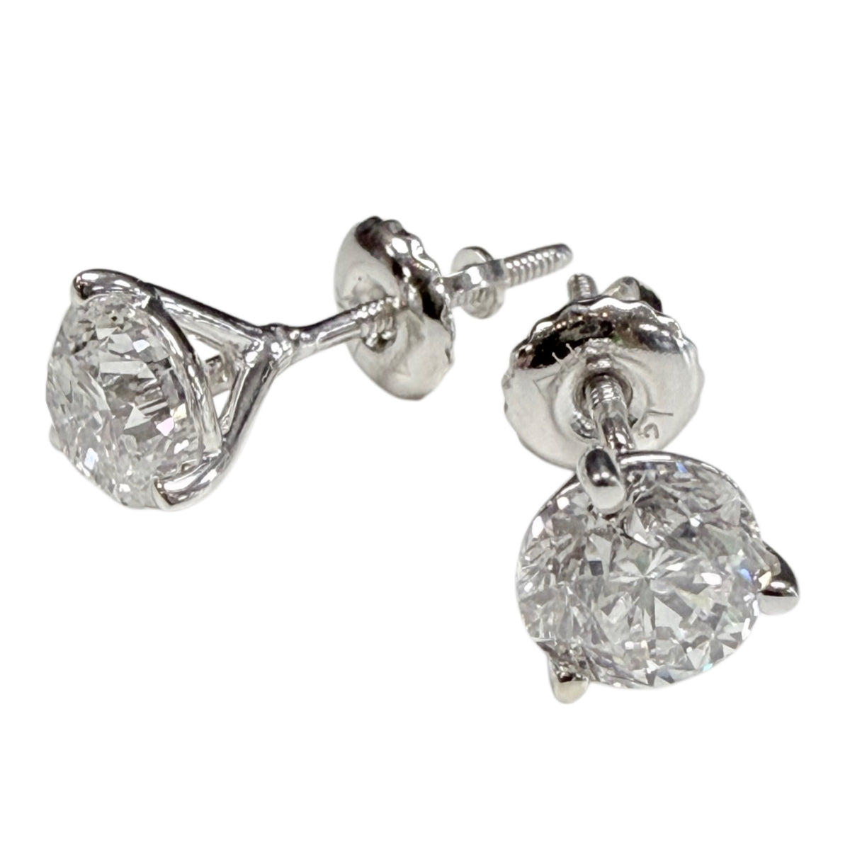 14k White Gold 2 Ct Natural Diamond Stud Earrings
