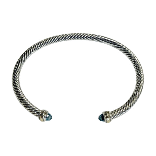 David Yurman Silver & 18k Gold Classic Cable Bracelet with Blue Topaz