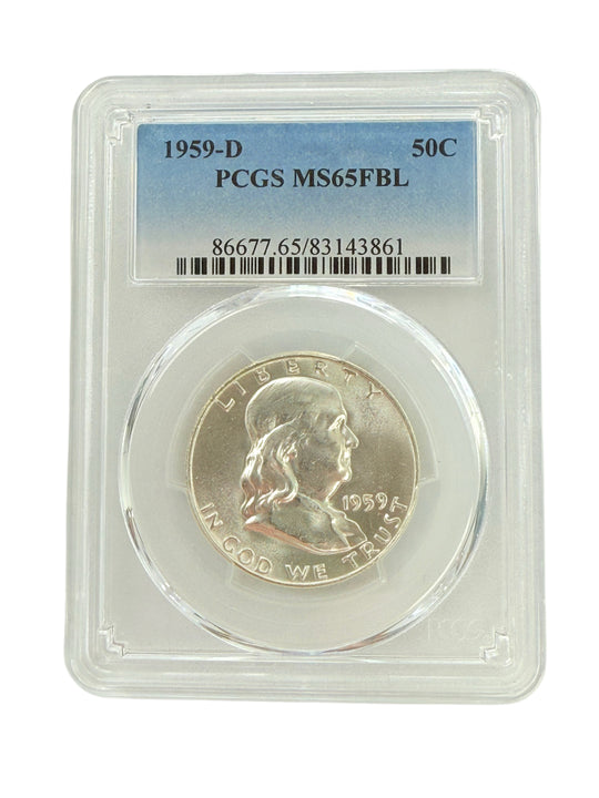 1959-D Franklin Half Dollar PCGS MS65 FBL