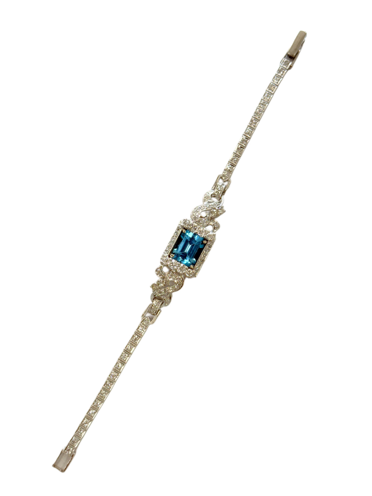 Platinum London Blue Topaz & Diamond Bracelet