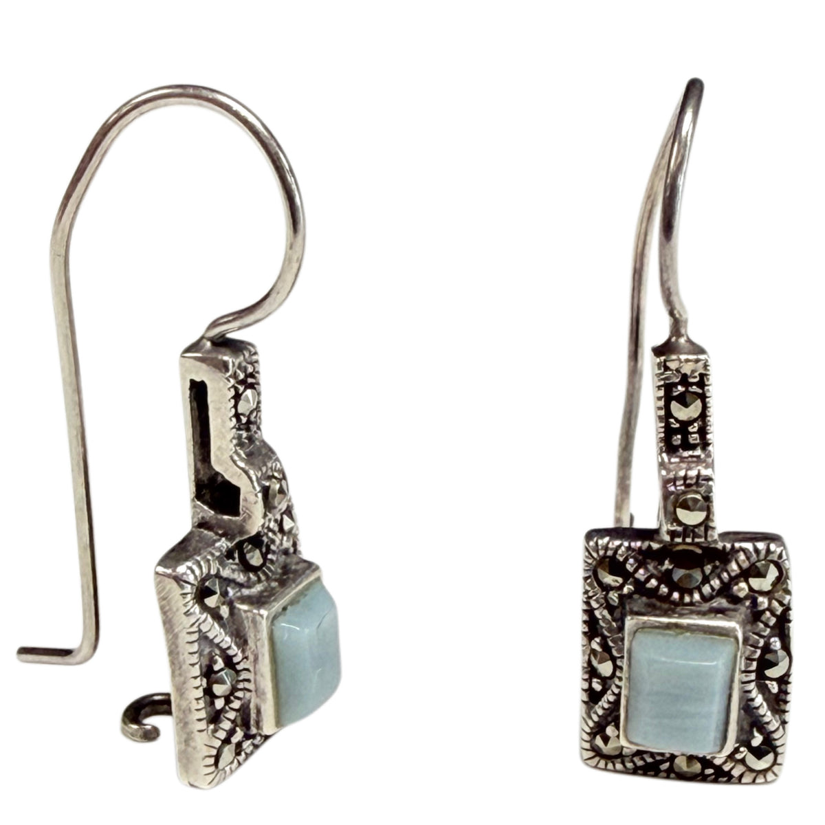 Silver Kyanite & Marcasite Earrings