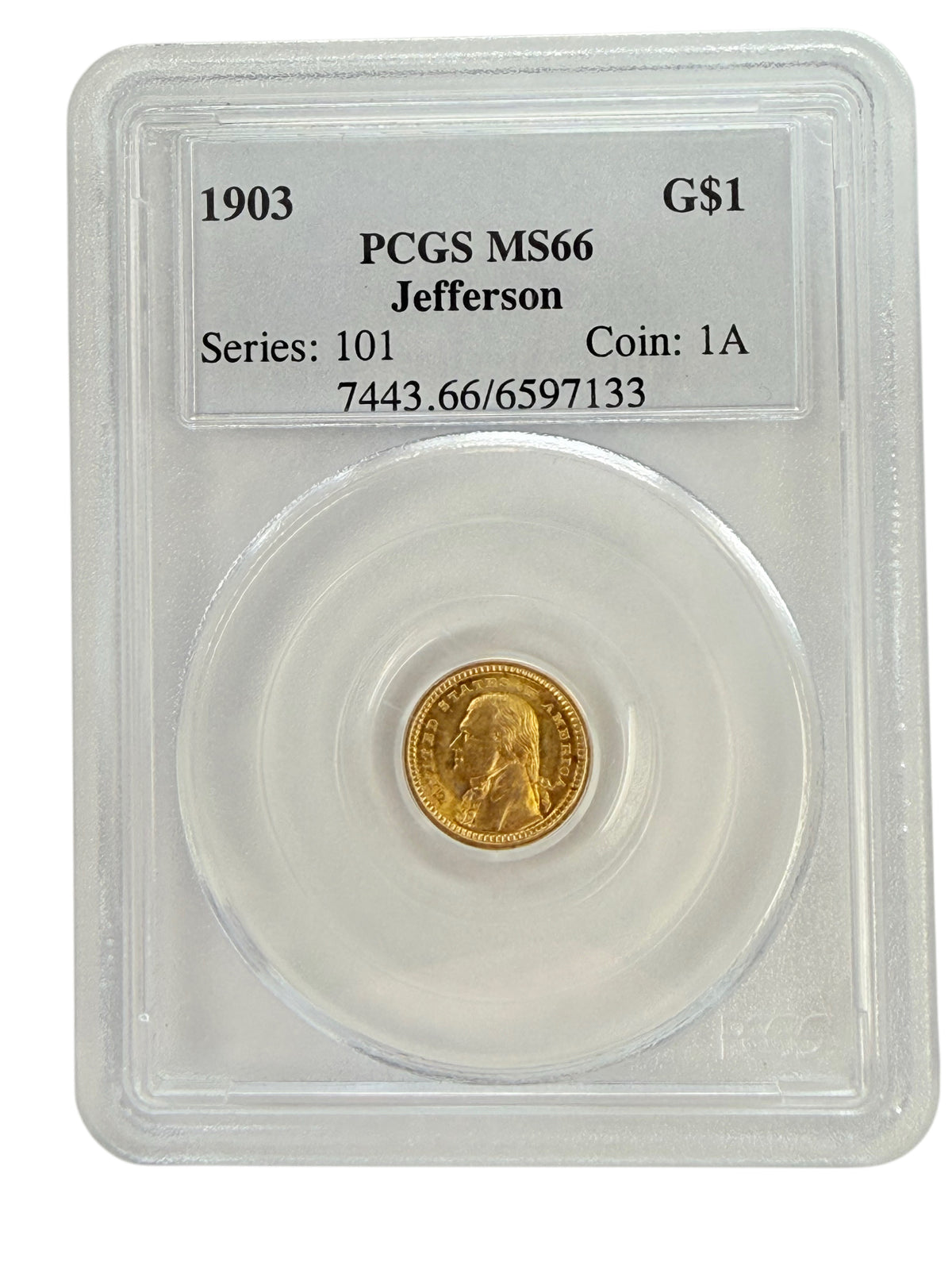 1903 Louisiana Purchase Jefferson $1 Commemorative Gold Coin PCGS MS66