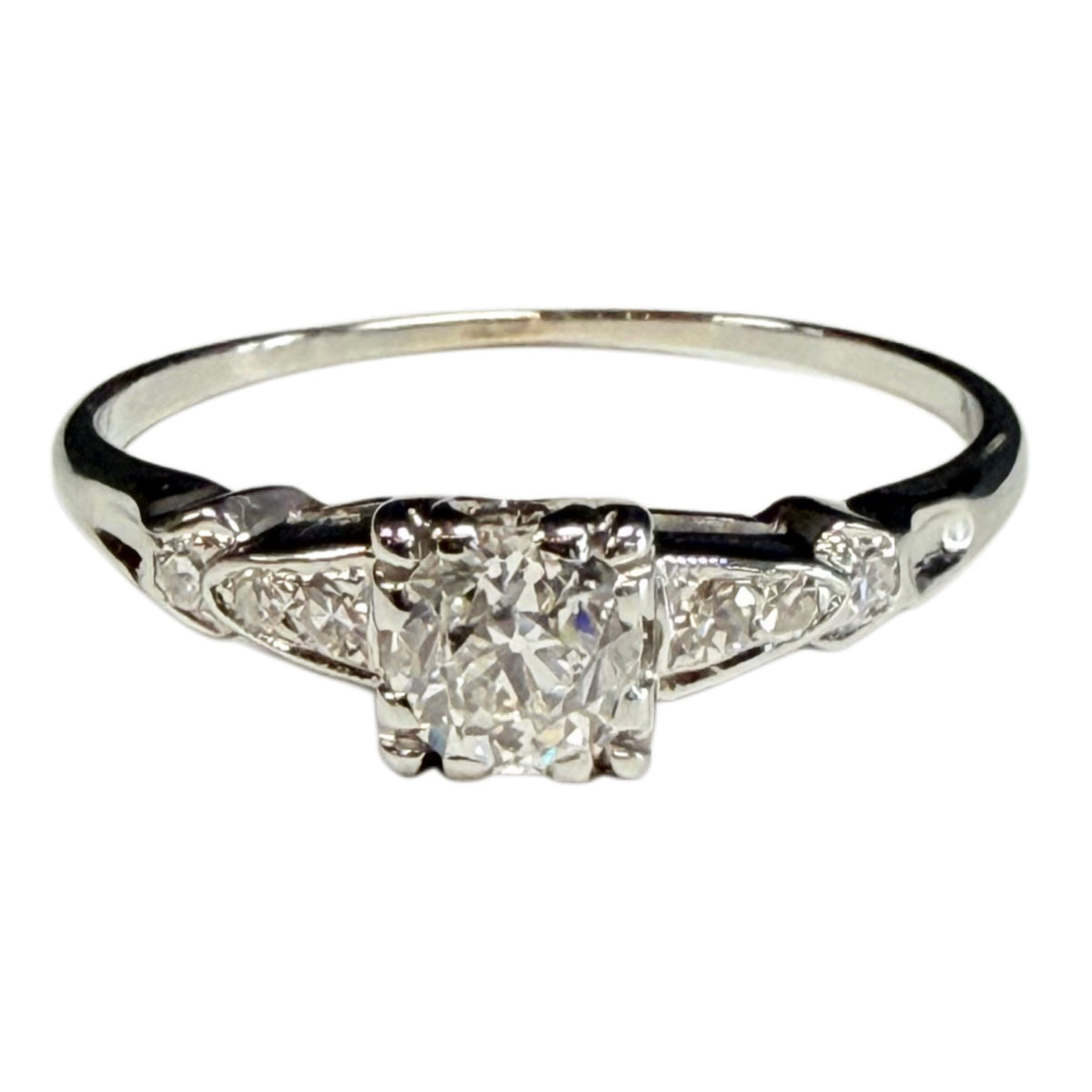 Vintage 18k White Gold Diamond Ring