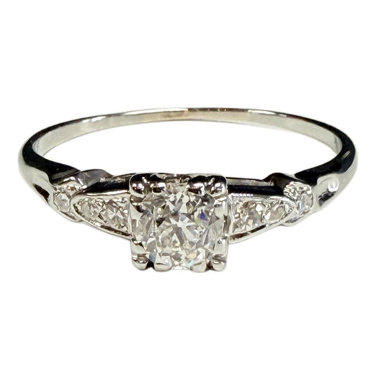 Vintage 18k White Gold Diamond Ring