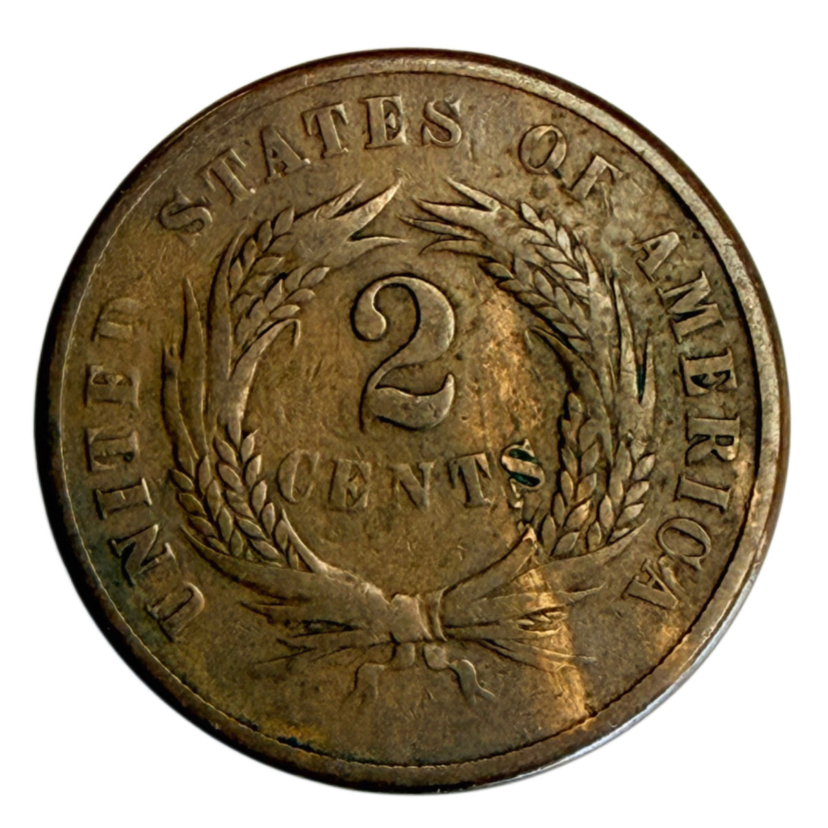 1864 Large Motto Two Cent Piece (VG)