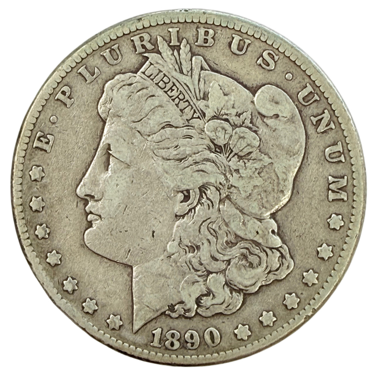 1890-CC Morgan Silver Dollar (F)