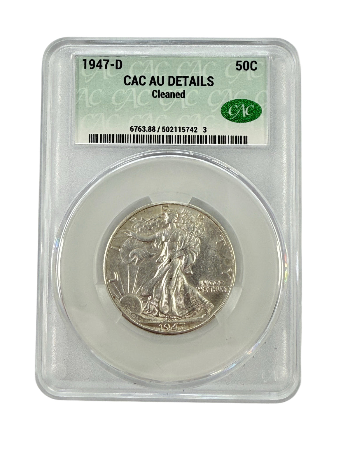 1947-D Walking Liberty Half Dollar CAC AU-Details