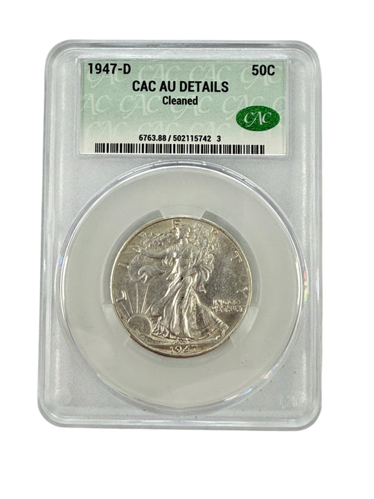 1947-D Walking Liberty Half Dollar CAC AU-Details
