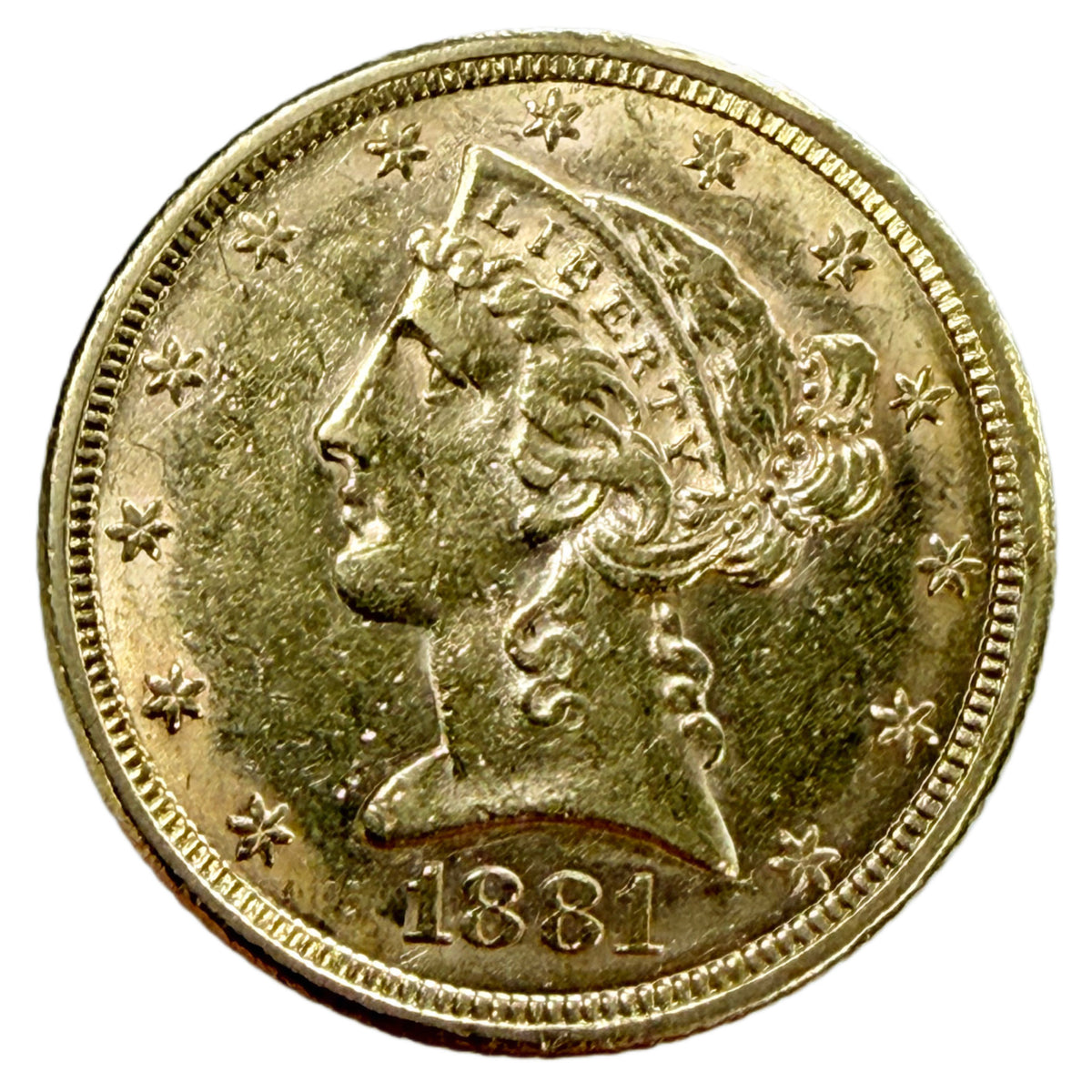 1881 $5 Liberty Gold Half Eagle (AU Details)