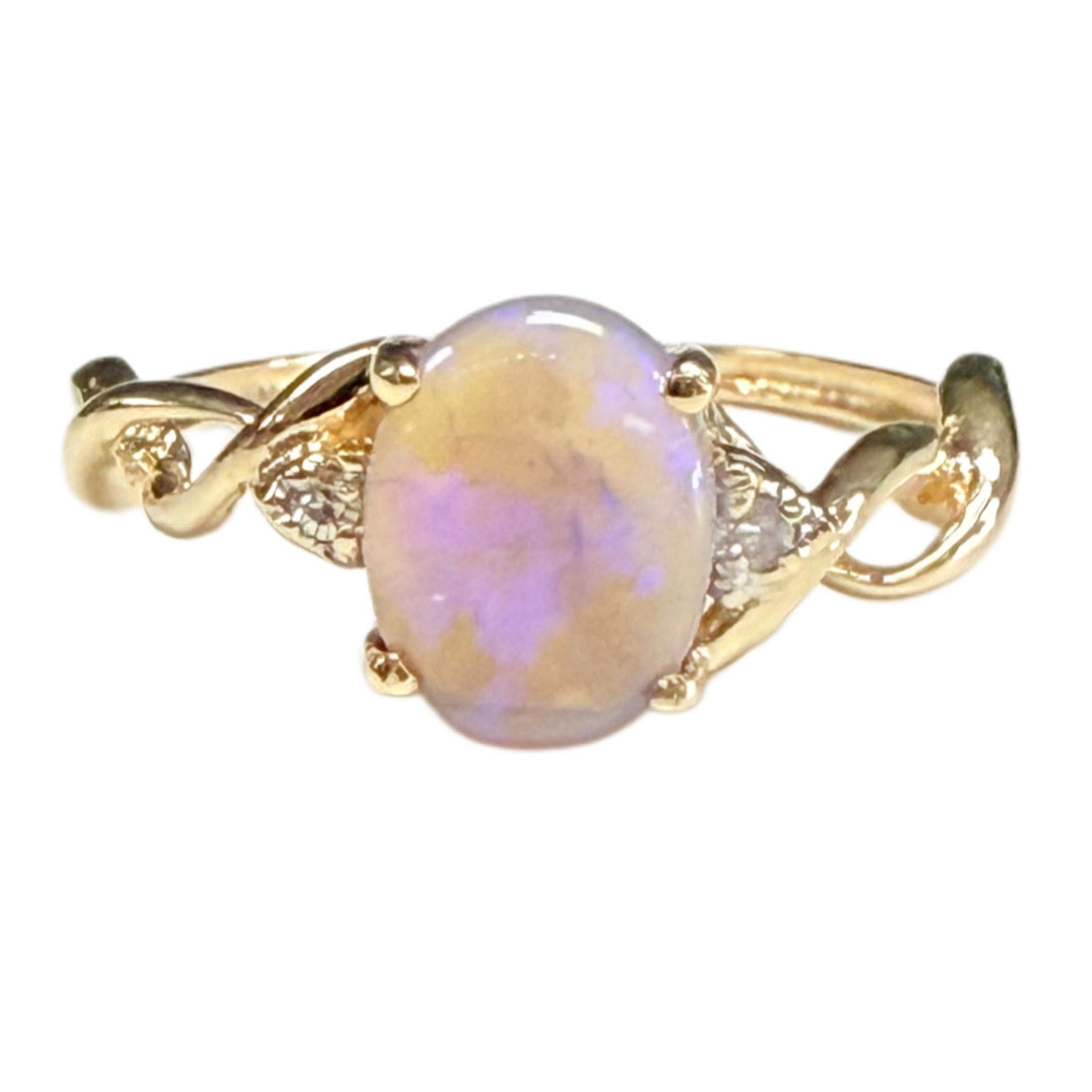 10k Gold Moonstone and Diamond Ring