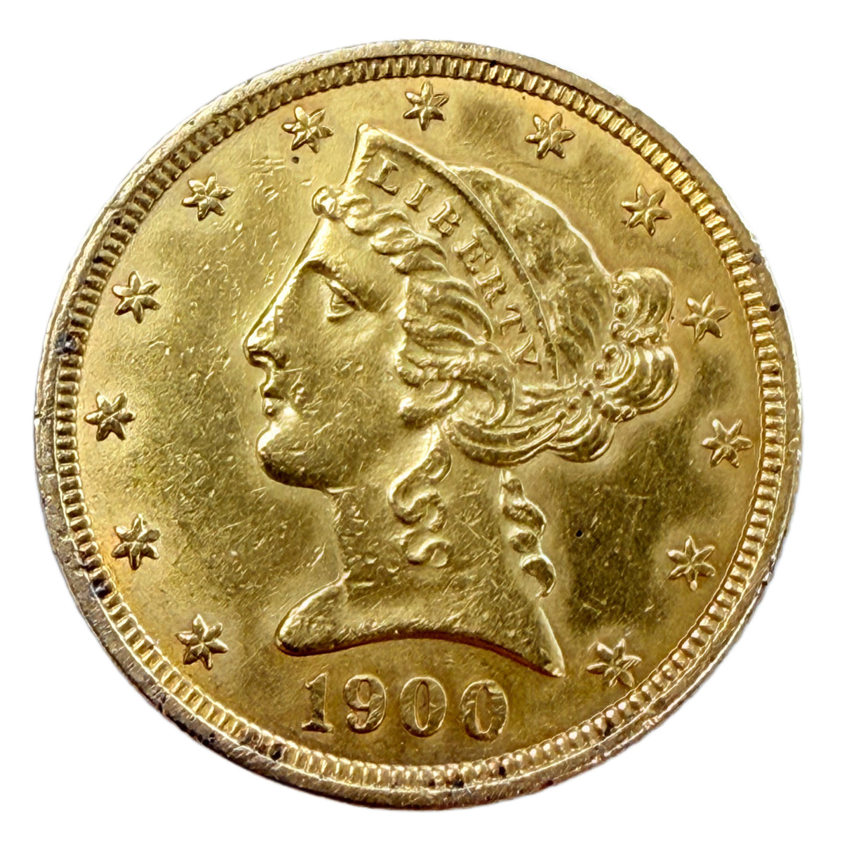1900 $5 Liberty Gold Half Eagle (Low Premium)