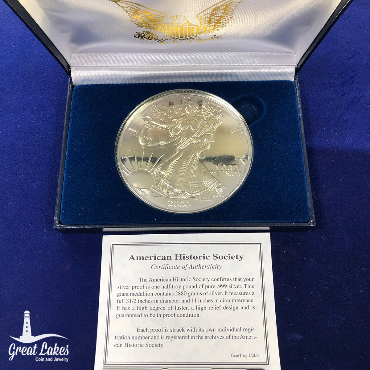 American Historic Society 6 oz Silver Round (With Box & CoA)