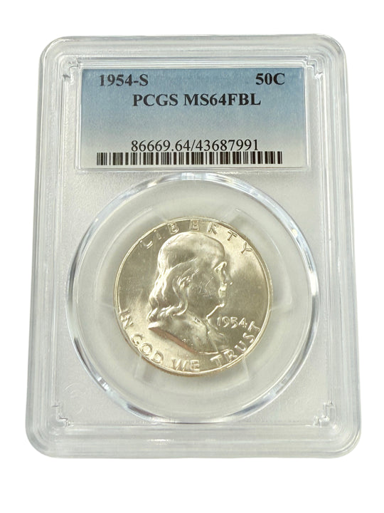 1954-S Franklin Half Dollar PCGS MS64 FBL
