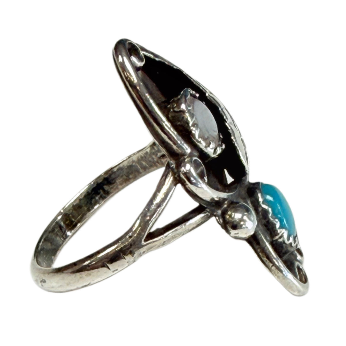 Silver Turquoise & Pearl Ring