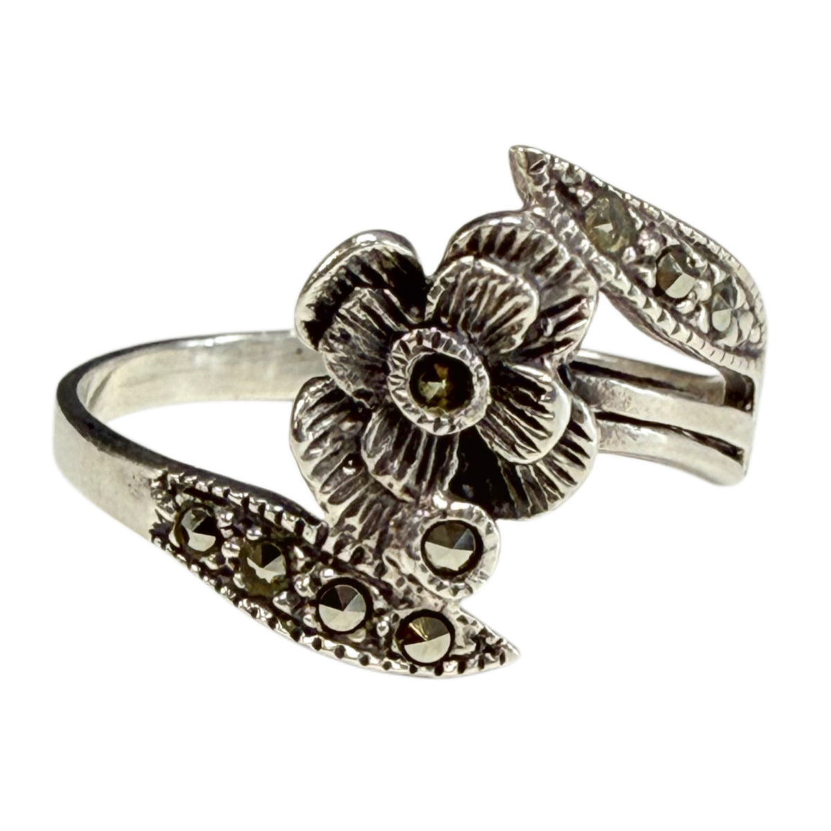 Silver & Marcasite Flower Ring