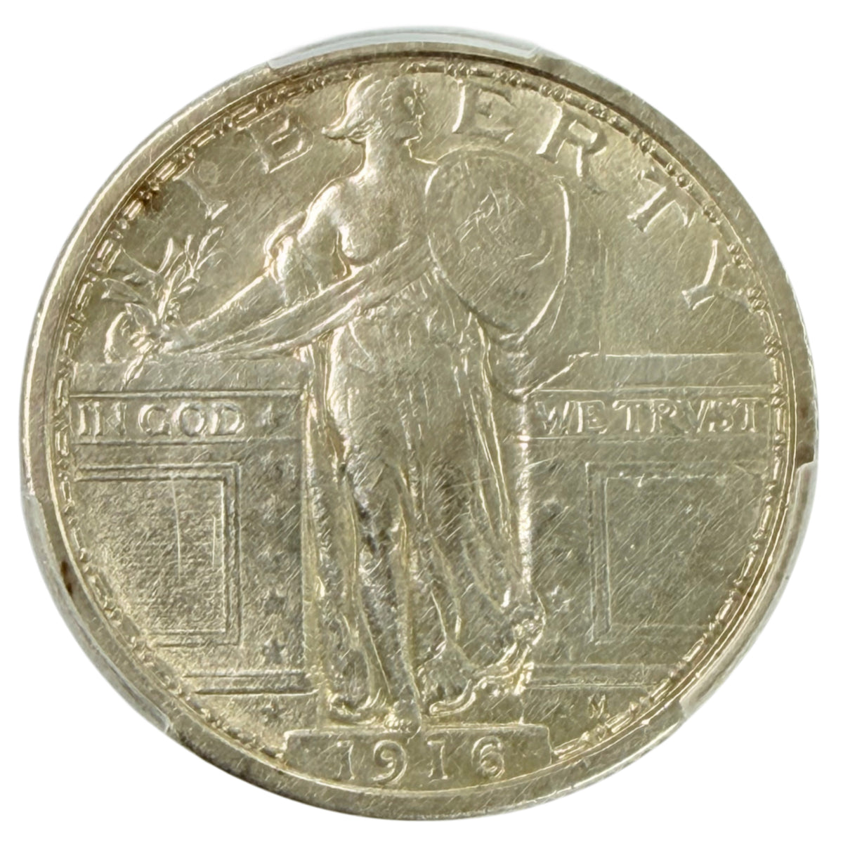 1916 Standing Liberty Quarter PCGS Genuine Cleaned AU Details
