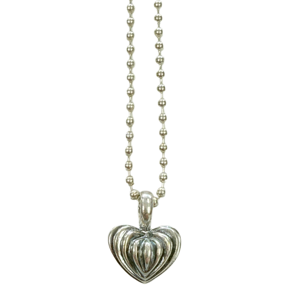 Lagos Caviar Puffy Ribbed Heart Necklace