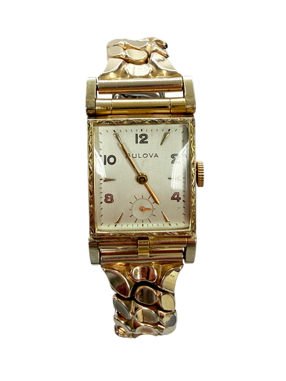 1950’s Bulova 10k Rolled Gold Plate Flip Top Gents Wrist Watch