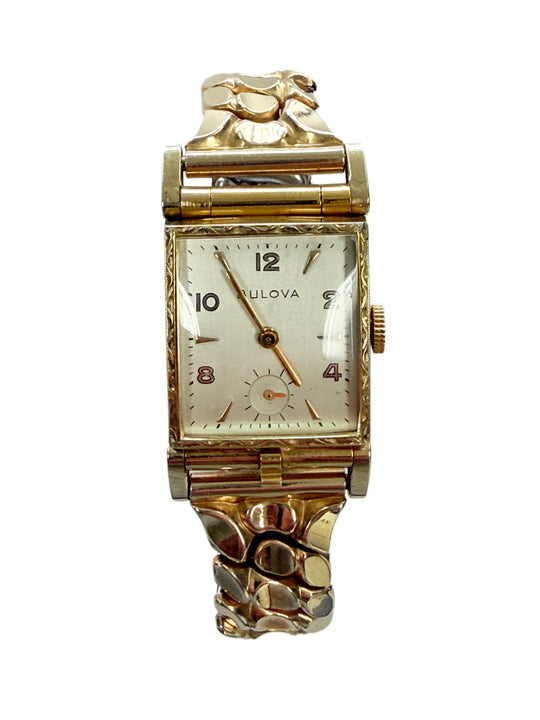 1950’s Bulova 10k Rolled Gold Plate Flip Top Gents Wrist Watch