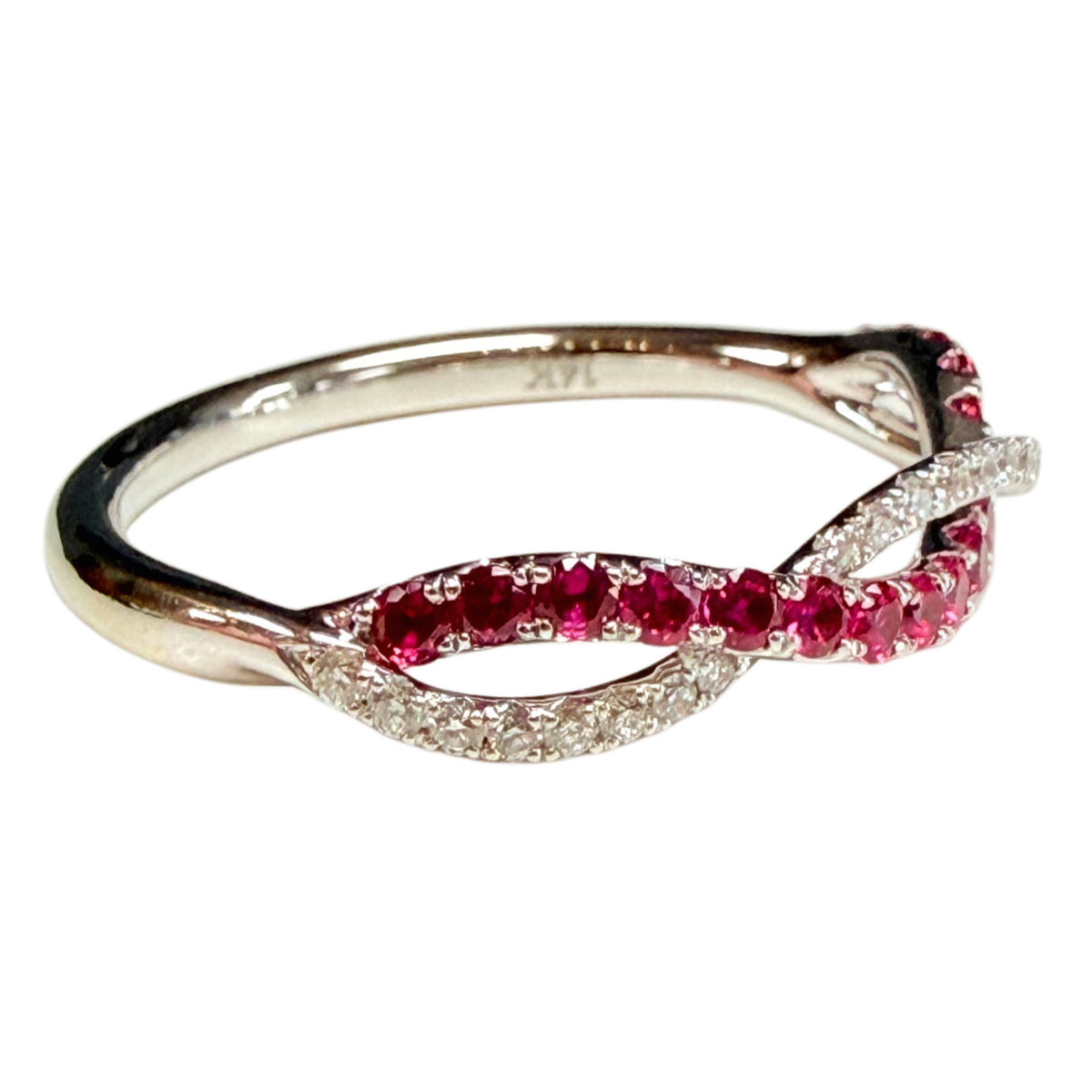14k White Gold Ruby & Diamond Ring