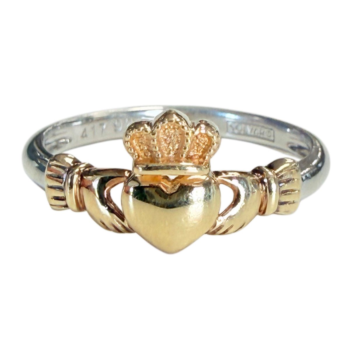 Solvar Silver & 10k Gold Claddagh Ring