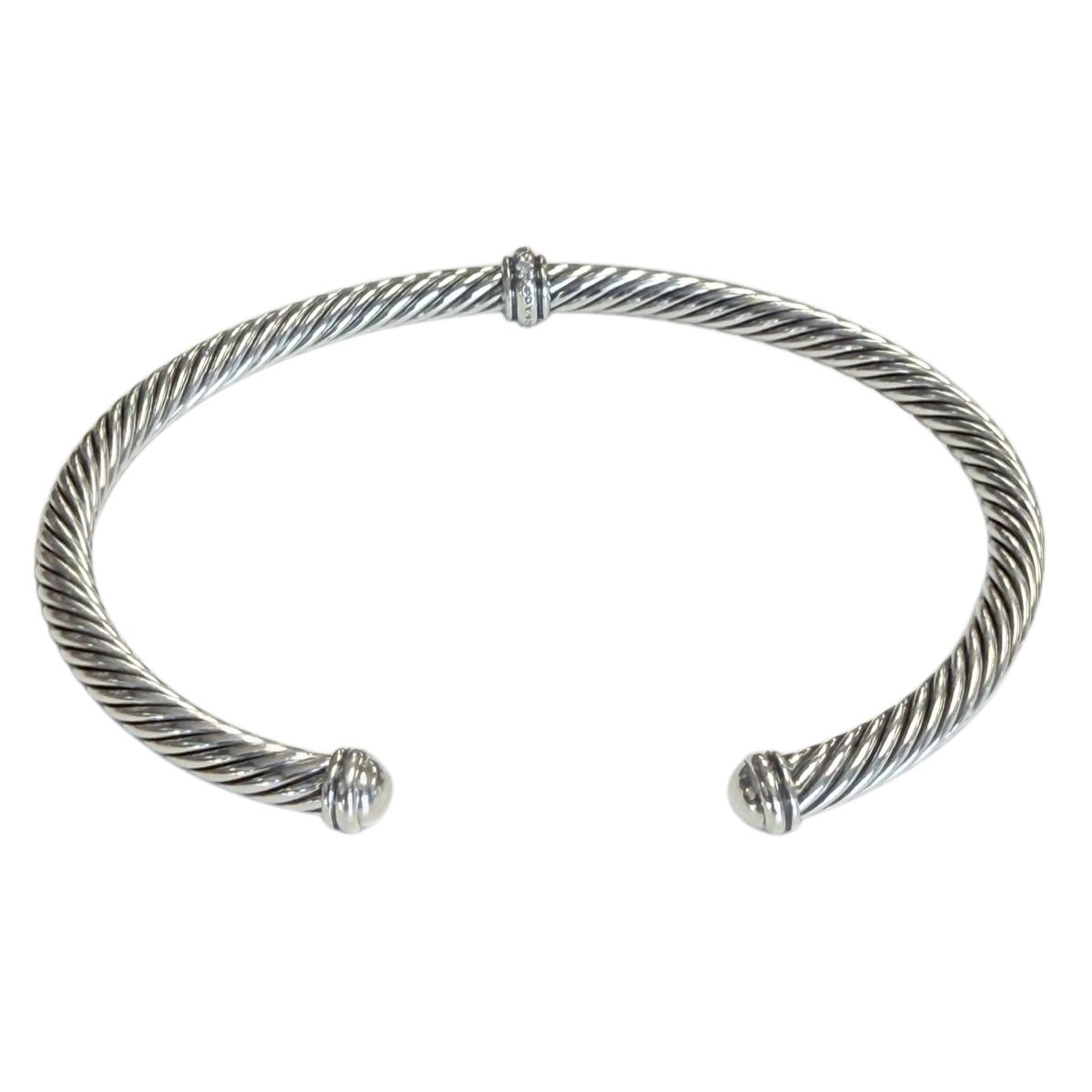 David Yurman Silver Classic Cable Station Bracelet with Diamonds