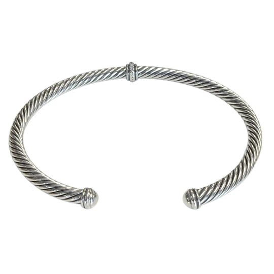 David Yurman Silver Classic Cable Station Bracelet with Diamonds